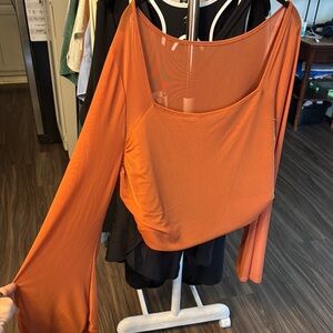 SHEIN Asymmetrical Orange Long Sleeve Blouse